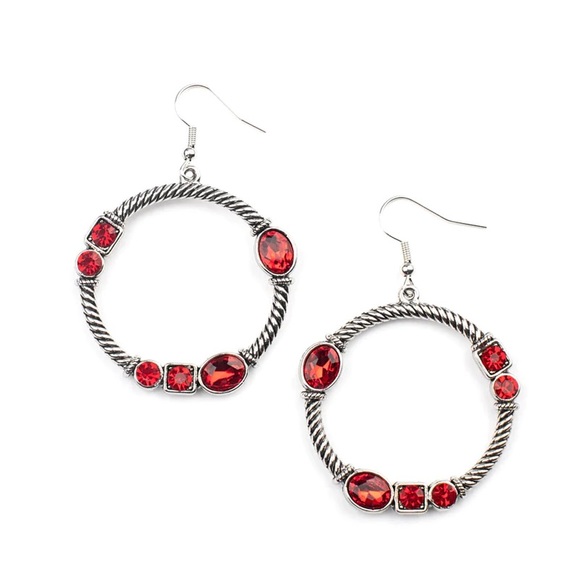 Red Rhinestone Earrings - Picture 1 of 3